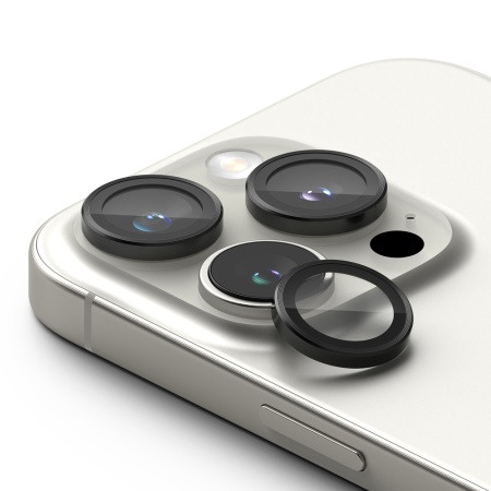 Folie Camera pentru iPhone 16 Pro / iPhone 16 Pro Max (set 2) - Ringke Camera Lens Frame Glass - Black