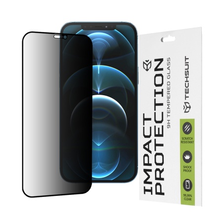 Folie pentru iPhone 12 Pro Max - Techsuit 111D Privacy FullÂ Glue - Black