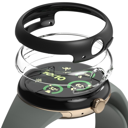 Husa pentru Google Pixel Watch 3 45mm (set 2) - Ringke Slim - Clear / Matte Black