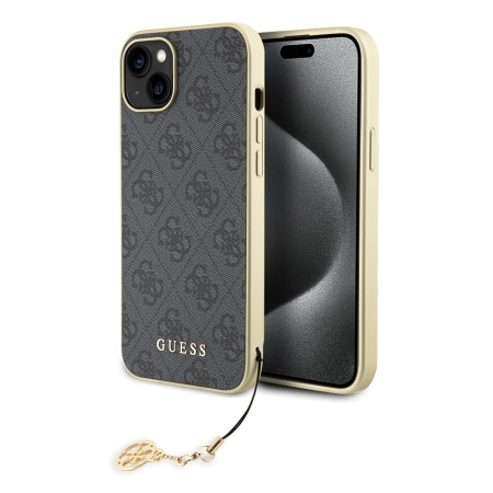 Husa pentru iPhone 15 Plus - Guess Hardcase 4G Charms Collection (GUHCP15MGF4GGR) - Grey