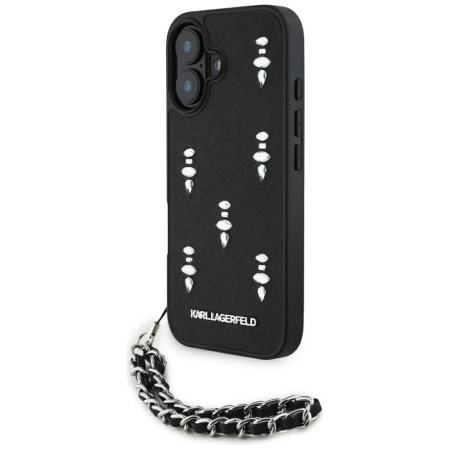 Husa pentru iPhone 16 - Karl Lagerfeld Saffiano (KLHCP16SPSADJSK) - Crystals & Charm