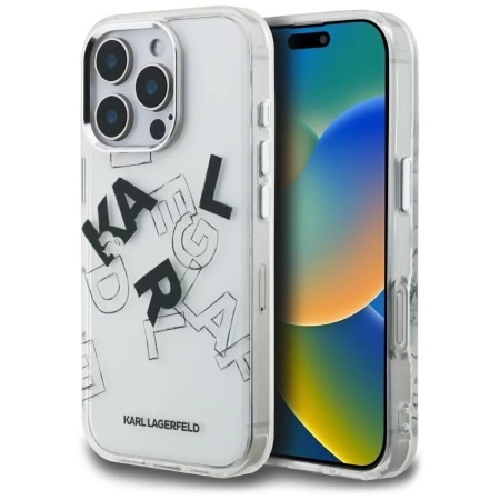 Husa pentru iPhone 16 Pro Max - Karl Lagerfeld IML Sketched Graphic Logo (KLHCP16XHMLGFCH) - Transparent