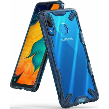 Husa Samsung Galaxy A30 2019 Ringke FUSION X Transparent/Albastru