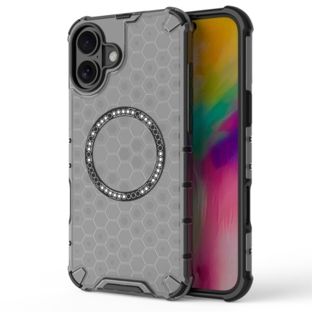 Husa transparenta pentru iPhone 16 - Techsuit HoneyComb Shield MagSafe - Black