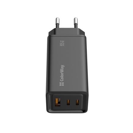 Incarcator Priza USB, Type-C, 65W, GaN, Auto ID - ColorWay (CW-CHS039PD-BK) - Black