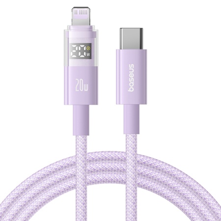 Cablu de Date cu Afisaj Digital, Type-C la Lightning, 20W, 1m - Baseus Display 2 (P10382703511-00) - Nebula Purple