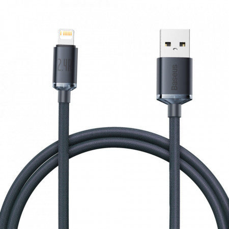 Cablu de Date USB la Lightning 2.4A, 1.2m - Baseus Crystal Shine (CAJY000001) - Black