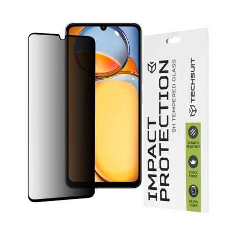 Folie pentru Xiaomi Redmi 13C 4G / 13C 5G / Poco C65 / Poco M6 - Techsuit 111D Privacy FullÂ Glue - Black