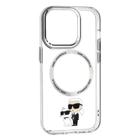 Husa iPhone 14 Pro - Karl Lagerfeld Hardcase MagSafe (KLHMP14LHNKCIT) - Transparent Iconic Karl&Choupette