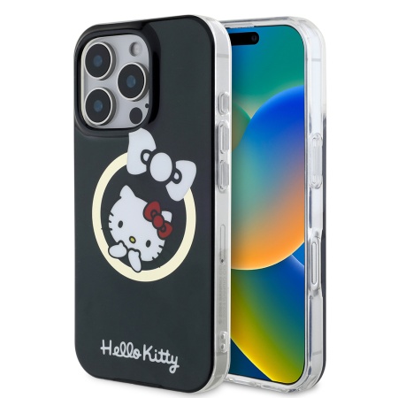 Husa pentru iPhone 16 Pro - Hello Kitty Hardcase IML Fun Bow MagSafe (HKHMP16LHFLBK) - Black