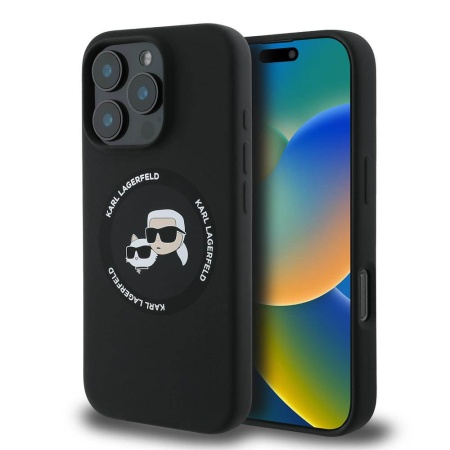 Husa pentru iPhone 16 Pro - Karl Lagerfeld Silicone MagSafe (KLHMP16LSKCHTCK) - Karl&Choupette Heads