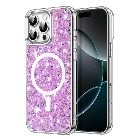 Husa pentru iPhone 16 Pro Max - Techsuit Sparkly Glitter MagSafe - Magenta