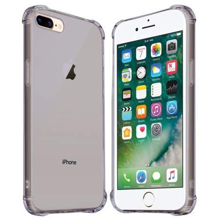 Husa pentru iPhone 7 Plus / iPhone 8 Plus - Techsuit Shockproof Clear Silicone - Smoke Black