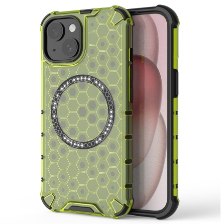 Husa transparenta pentru iPhone 14 - Techsuit HoneyComb Shield MagSafe - Lime Green