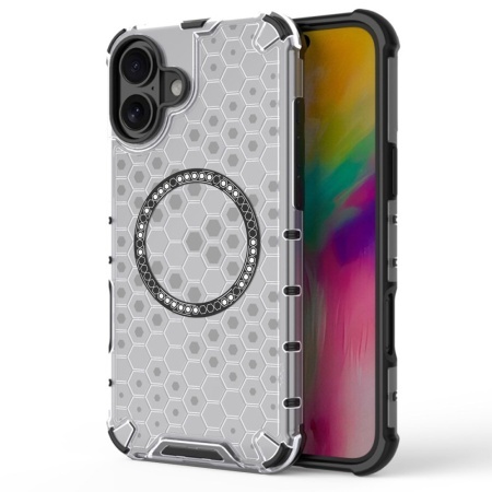 Husa transparenta pentru iPhone 16 - Techsuit HoneyComb Shield MagSafe - White