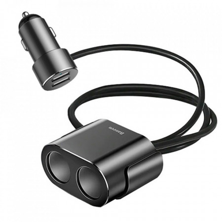 Incarcator auto Baseus High Efficiency 2 sloturi bricheta 80W +dual USB negru