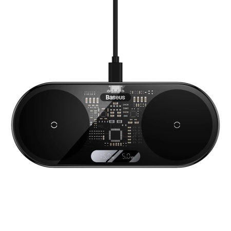 Incarcator wireless Baseus Digital LED Display Dual Qi 20W