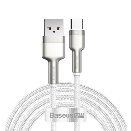 Cablu Baseus Cafule Metal USB USB-C 66W 2m alb