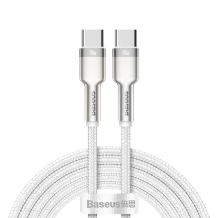 Cablu Baseus Cafule Series Metal USB-C la USB-C, 100W, 2m, Alb