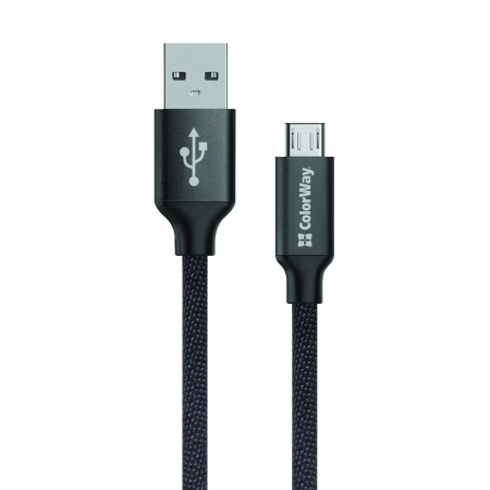 Cablu Date, USB, Micro-USB, 2.1A, 1m - ColorWay (CW-CBUM002-BK) - Black