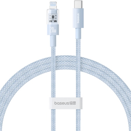 Cablu USB-C la Lightning, Fast Charging 20W, 1m - Baseus Gem (P10373001311-00) - Galaxy Blue