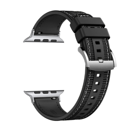 Curea pentru Apple Watch 1/2/3/4/5/6/7/8/9/10/SE/SE 2 (38/40/41/42mm) - Techsuit Watchband (W051) - Black