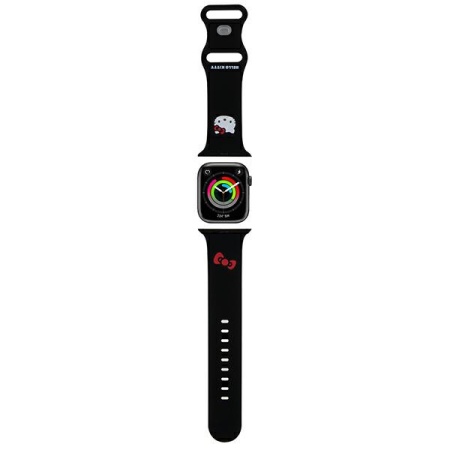 Curea pentru Apple Watch 1/2/3/4/5/6/7/8/9/10/SE/SE 2/Ultra/Ultra 2 (42/44/45/46/49mm) - Hello Kitty Strap Silicone (HKAWLSCHBLK) - Black