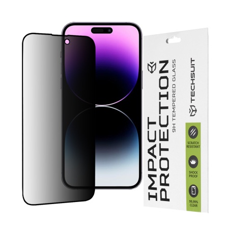 Folie pentru iPhone 14 Pro Max - Techsuit 111D Privacy FullÂ Glue - Black