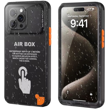 Husa pentru iPhone 12 Pro Max/13 Pro Max/14 Pro Max/ 15 Pro Max/16 Pro Max/15+/16+ - ShellBox AirBox Waterproof IP68 Case (6.7 inch) - Black