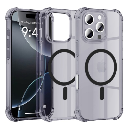 Husa pentru iPhone 16 Pro Max - Techsuit Shockproof Clear Silicone MagSafe - Smoke Black