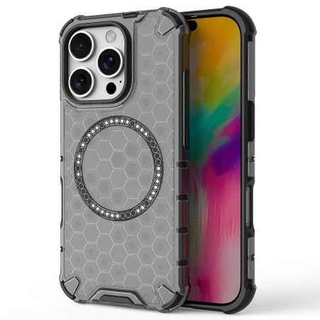 Husa transparenta pentru iPhone 16 Pro - Techsuit HoneyComb Shield MagSafe - Black