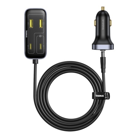 Incarcator Masina, Type-C, USB, 110W + Extensie Cablu 1.5m - Baseus BackseatPal L1 (C00081100121-00) - Black