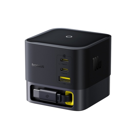 Alimentator pentru Priza USB, 3x Type-C, 100W, 1.5m - Baseus Super GaN (P10164001123-00) - Cosmic Black
