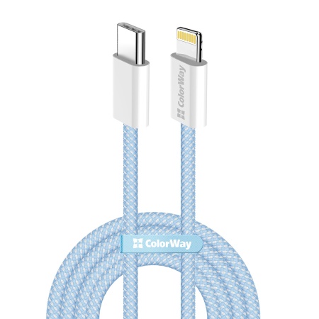 Cablu Type-C la Lightning, 27W, 1m - ColorWay (CW-CBPDCL061-BL) - Blue