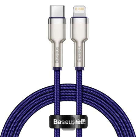 Cablu Type-C to Lightning, Fast Charging PD20W, 480Mbps, 2.4A, 1m - Baseus Cafule Series Metal (CATLJK-A05) - Purple