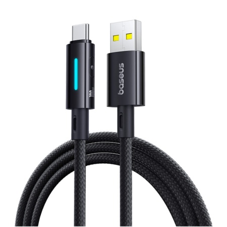 Cablu USB la Type-C cu LED, 100W, E-marker Chip, 1m - Baseus Lit (P10379002121-00) - Cosmic Black