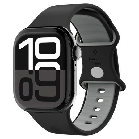 Curea pentru Apple Watch 1/2/3/4/5/6/7/8/9/10/SE/SE 2 (38/40/41/42mm) - Spigen Nano Pop - Black Sesame