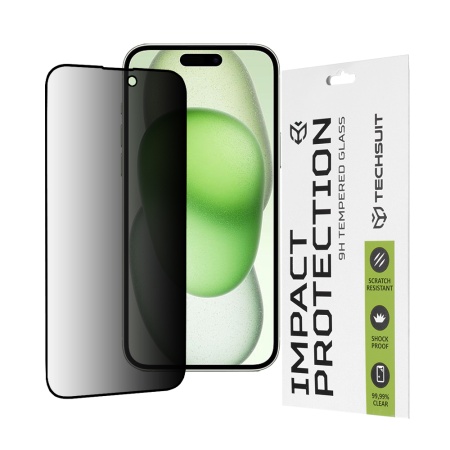 Folie pentru iPhone 15 Plus / iPhone 16 Plus - Techsuit 111D Privacy FullÂ Glue - Black