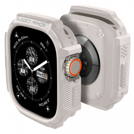 Husa pentru Apple Watch Ultra / Ultra 2 - Spigen Rugged Armor - Dune Beige