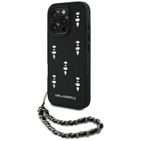 Husa pentru iPhone 16 Pro Max - Karl Lagerfeld Saffiano (KLHCP16XPSADJSK) - Crystals & Charm