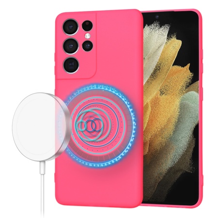 Husa pentru Samsung Galaxy S21 Ultra 5G - Techsuit SoftFlex MagSafe - Hot Pink