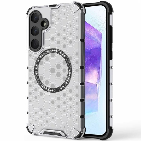 Husa transparenta pentru Samsung Galaxy A55 5G - Techsuit HoneyComb Shield MagSafe - White