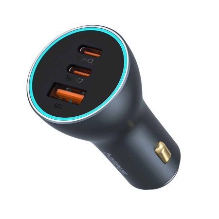 Incarcator auto Baseus Golden Contactor Pro 65W 1xUSB 2xUSB-C GaN Gri