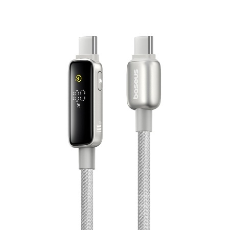 Cablu Type-C cu Display, 100W, 1m - Baseus Vipow (P10381802851-00) - Galaxy Natural Titanium