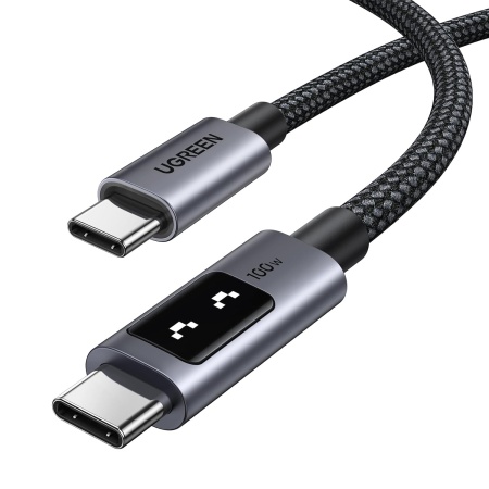 Cablu Ugreen Uno USB-C la USB-C 100W, Super Fast Power Delivery, Led Display, 1m, Negru