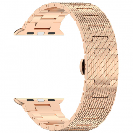 Curea pentru Apple Watch 1/2/3/4/5/6/7/8/9/10/SE/SE 2 (38/40/41/42mm) - Techsuit Watchband (W052) - RoseÂ Gold