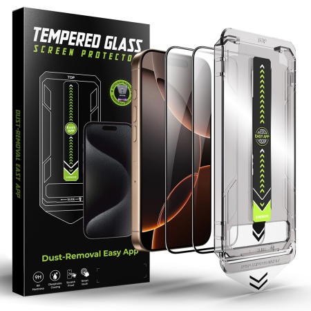 Folie pentru iPhone 13 Pro Max / iPhone 14 Plus (set 2) - Techsuit TitanGlass FullCover - Black