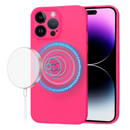 Husa pentru iPhone 14 Pro Max - Techsuit SoftFlex MagSafe - Hot Pink