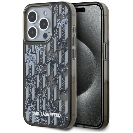Husa pentru iPhone 15 Pro Max - Karl Lagerfeld Hardcase Liquid Glitter (KLHCP15XLKLGKCCK) - Monogram