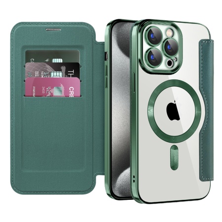 Husa pentru iPhone 15 Pro Max - Techsuit SmartMag Book Case - Green